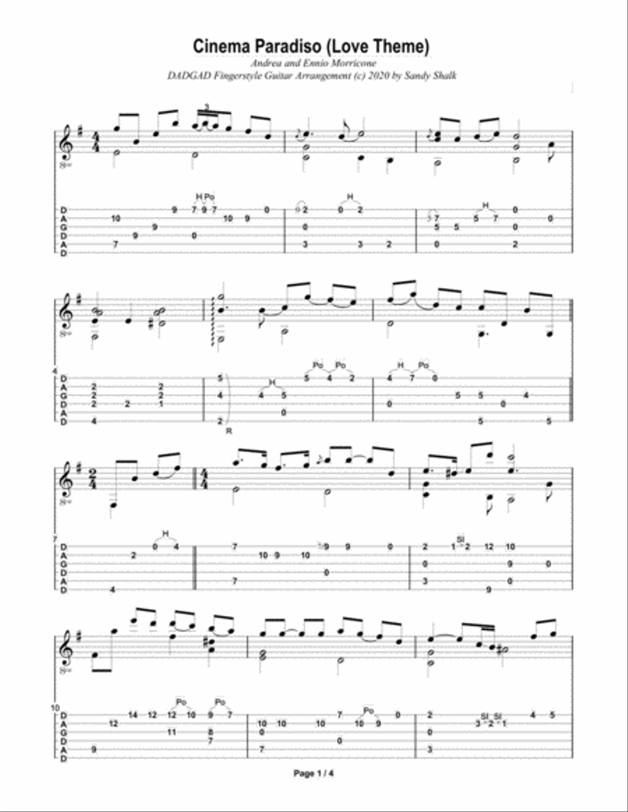 Cinema Paradiso Guitar Tablature scores gallery preview page 1