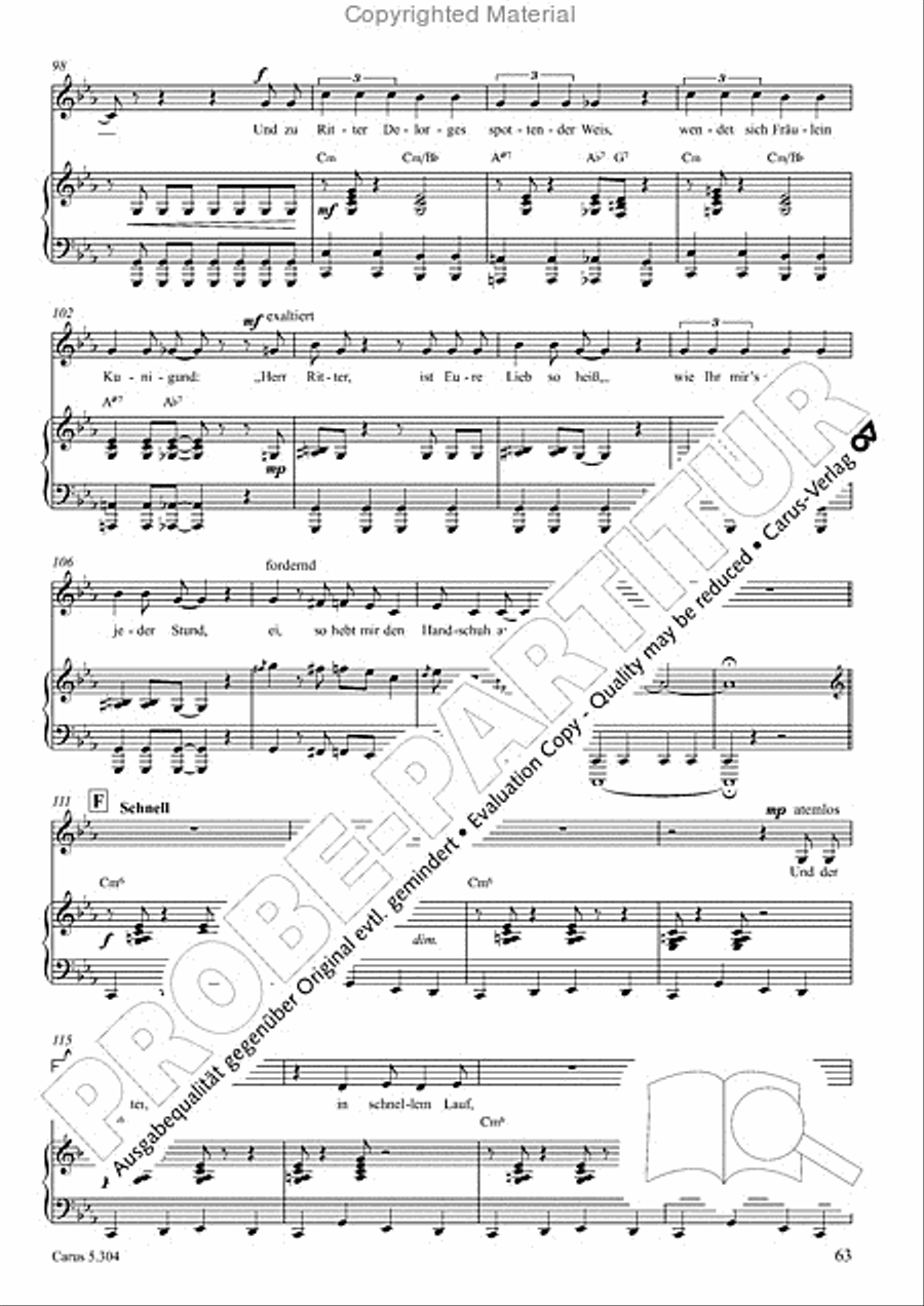 Schindler: Rosenzeit. Ein Liederzyklus uber die Liebe. Chansons fur Singstimme und Klavier Piano scores gallery preview page 64