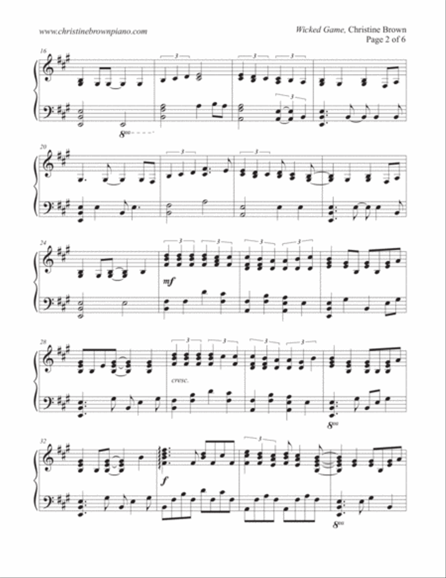 Wicked Game Piano Solo scores gallery preview page 2
