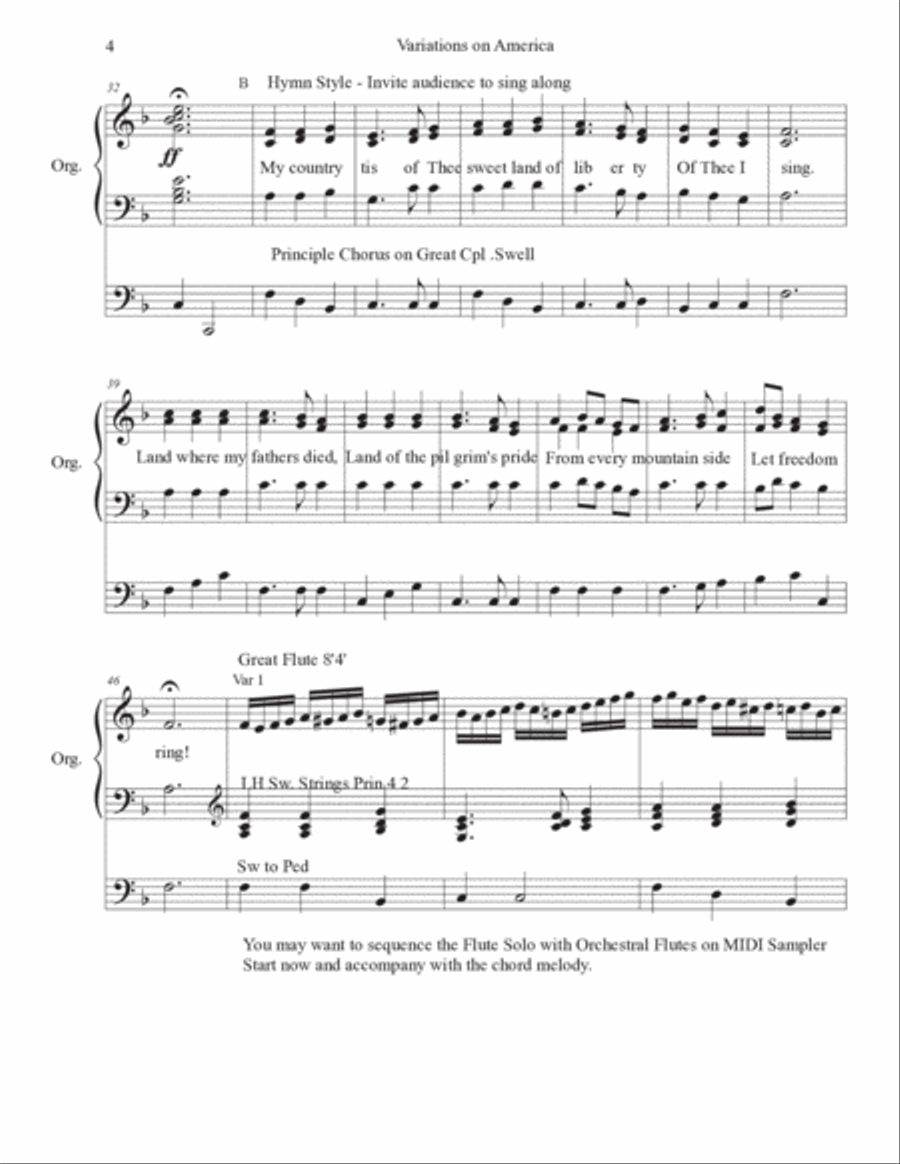 Variations on America. Organ Solo Organ Solo scores gallery preview page 4