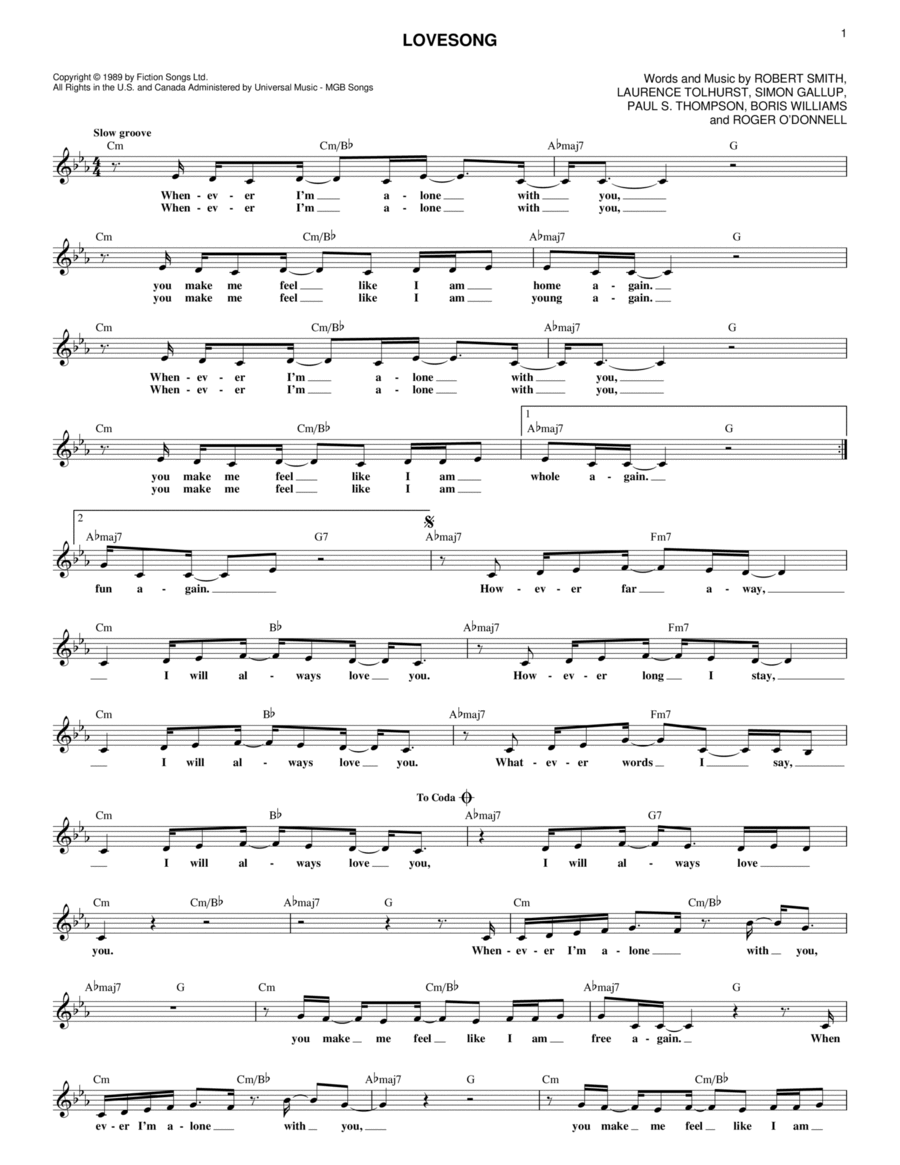 Lovesong Piano scores gallery preview page 1