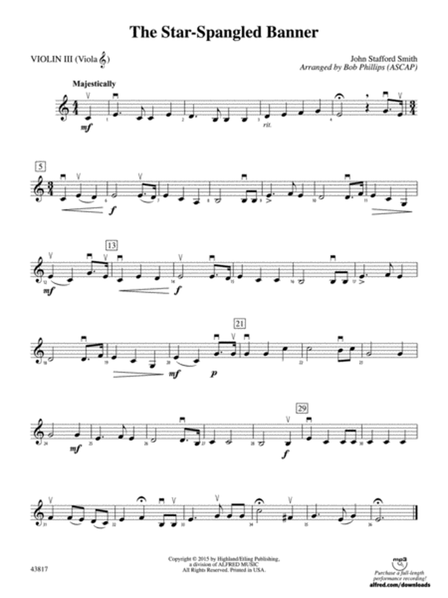 The Star-Spangled Banner: 3rd Violin (Viola [TC])