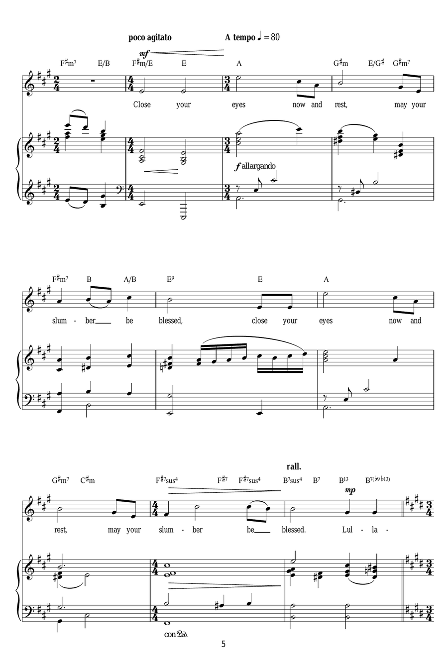 Brahms' Lullaby Brahms' Lullaby Piano, Vocal scores gallery preview page 5