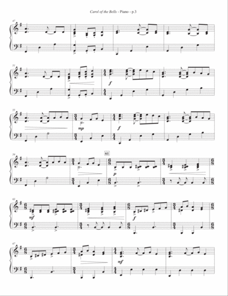 Carol of the Bells (solo piano) Piano Solo scores gallery preview page 4