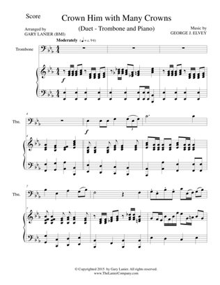 CROWN HIM WITH MANY CROWNS (Duet – Trombone and Piano/Score and Parts)
