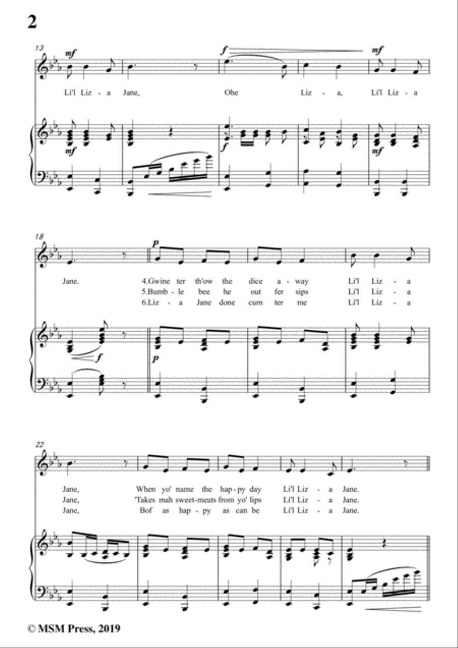 Ada DeLachau-Li'l Liza Jane,in E flat Major,for Voice and Piano Voice Solo scores gallery preview page 4