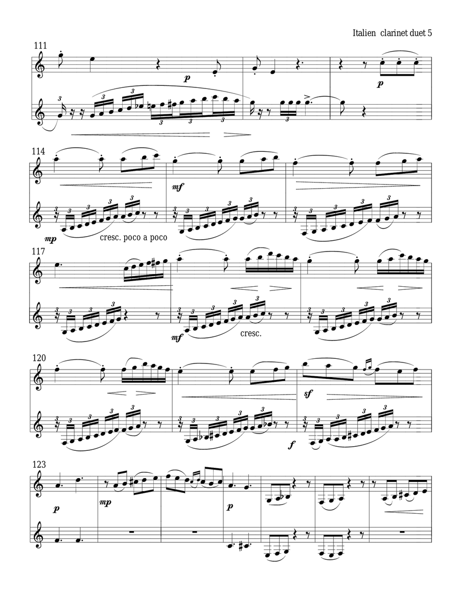 Capriccio Italien for clarinet duet (Tchaikowsky) Clarinet Duet scores gallery preview page 5