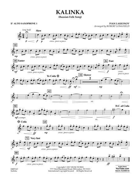 Kalinka (Russian Folk Song) - Eb Alto Saxophone 1