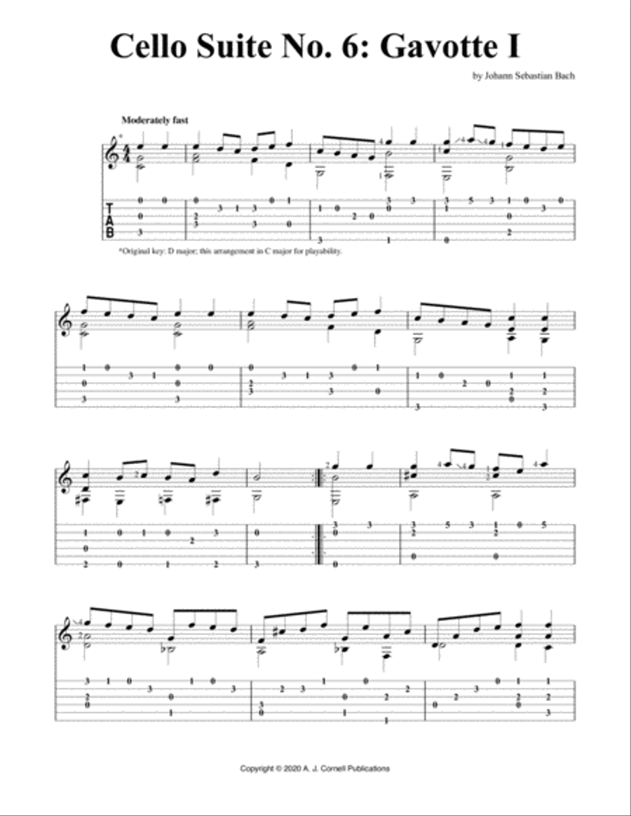 Cello Suite No. 6: Gavotte I Cello scores gallery preview page 1