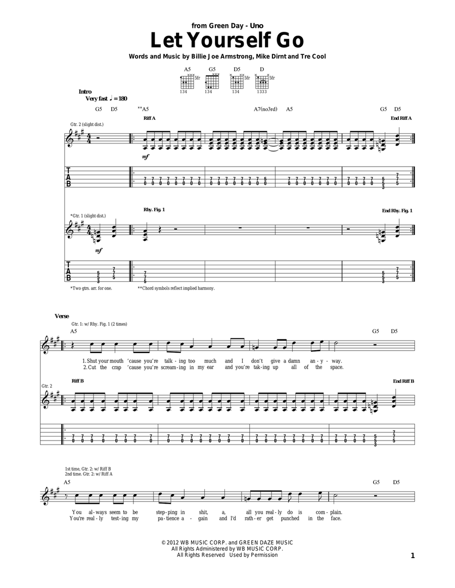 Let Yourself Go Acoustic Guitar scores gallery preview page 1
