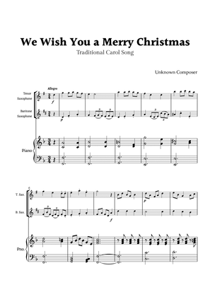 We Wish you a Merry Christmas for Tenor Sax and Baritone Sax Duet with Piano