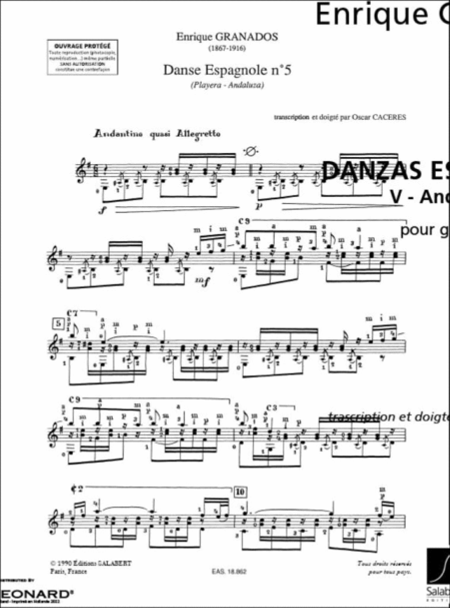 Danse Espagnole N5 Guitare Lute scores gallery preview page 2