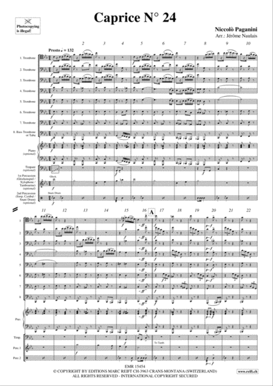 Caprice No. 24 Trombone scores gallery preview page 3