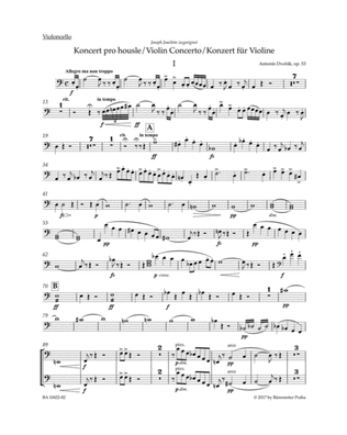 Book cover for Concerto in A minor for Violin and Orchestra op. 53 (cello part)