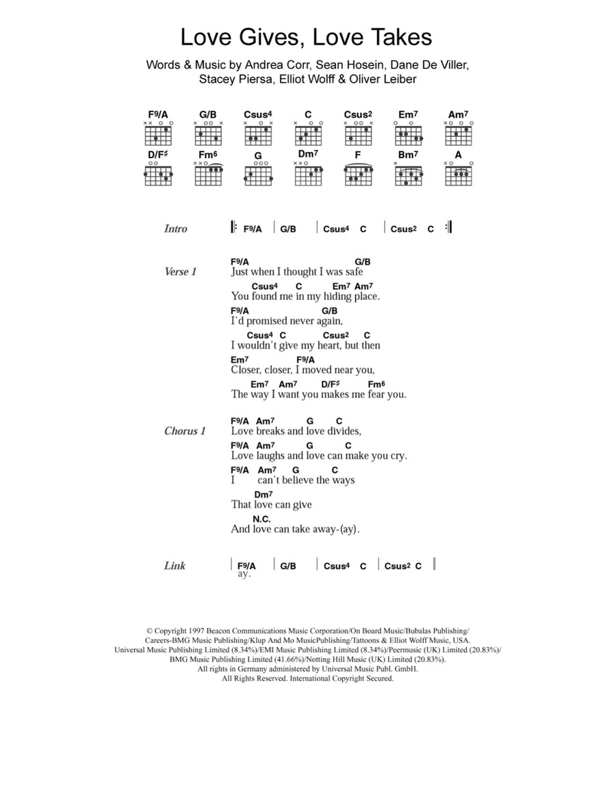 Love Gives Love Takes Love Gives Love Takes Acoustic Guitar scores gallery preview page 1