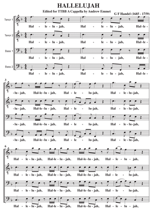 Hallelujah (G F Handel) A Cappella in F major TTBB