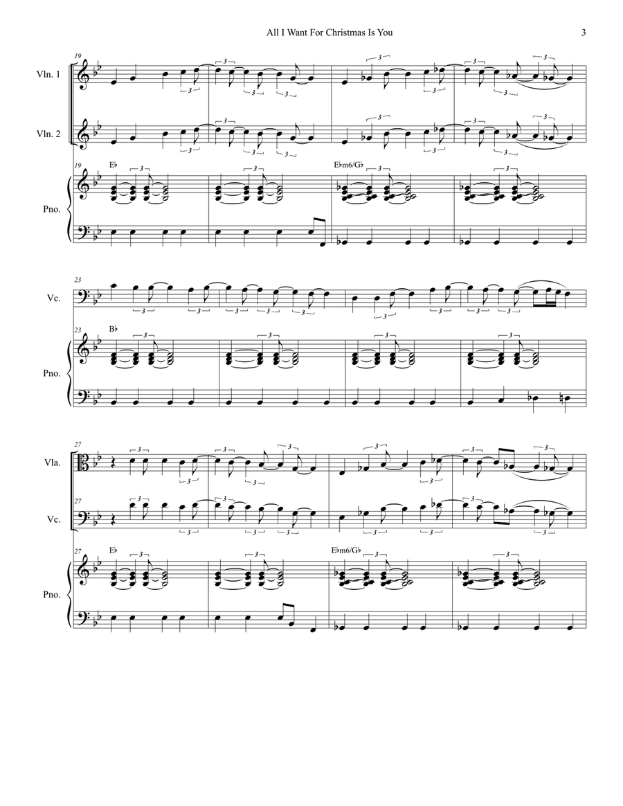All I Want For Christmas Is You String Quartet scores gallery preview page 3
