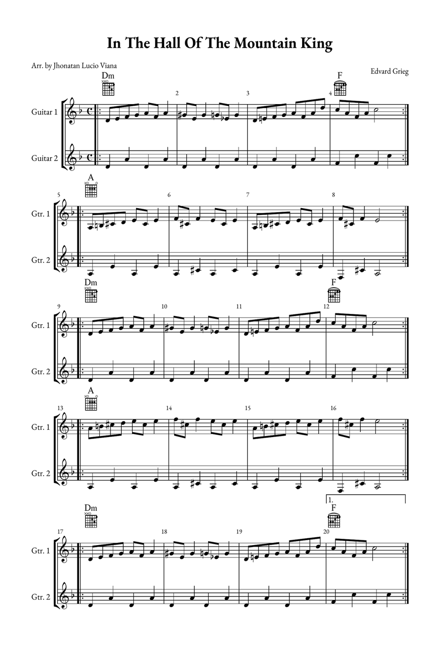 In The Hall of the Mountain King Acoustic Guitar scores gallery preview page 1