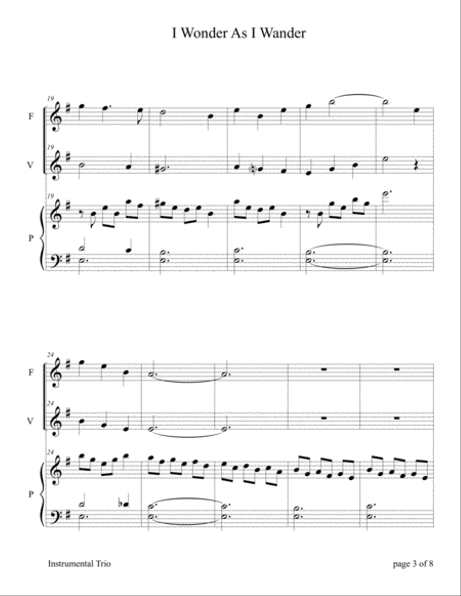 I Wonder As I Wander Flute scores gallery preview page 3