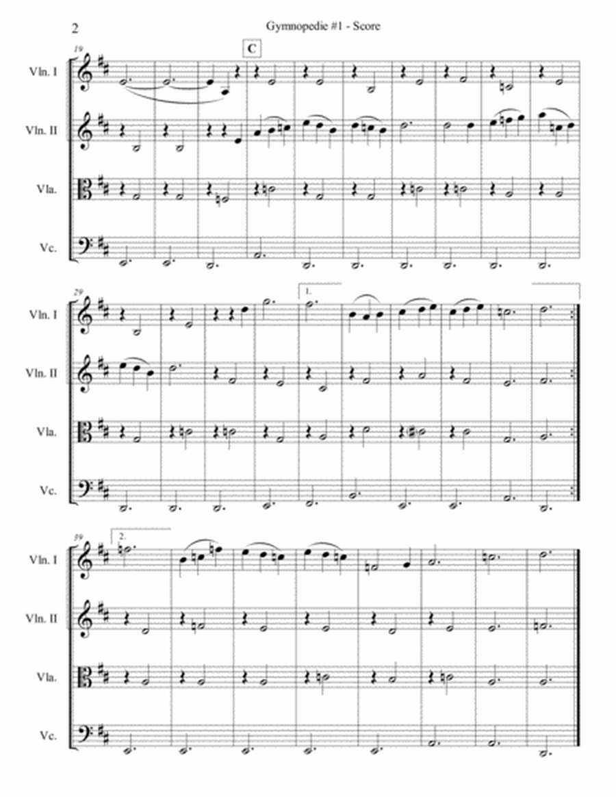 Gymnopedie #1 for String Quartet image number null