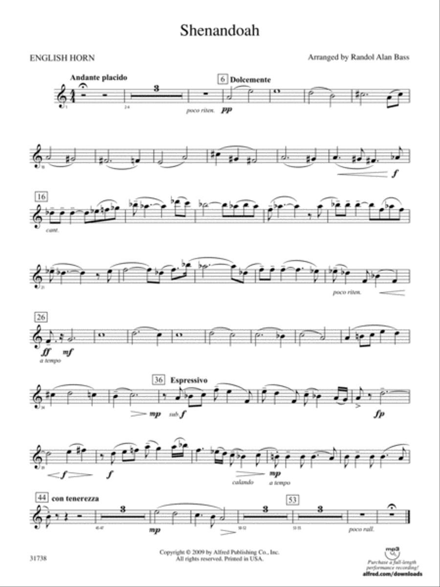 Shenandoah: English Horn Concert Band scores gallery preview page 1