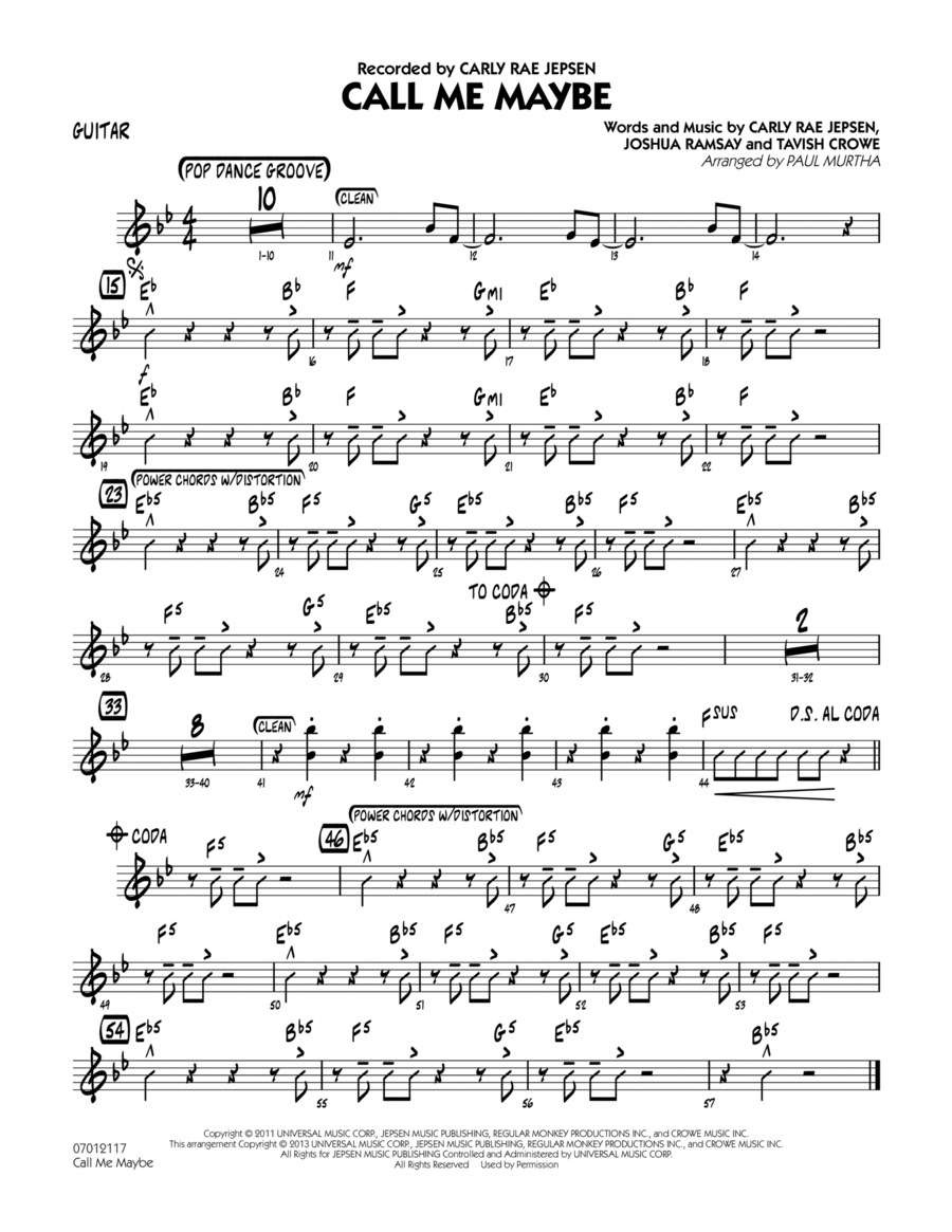Call Me Maybe - Guitar Jazz Ensemble scores gallery preview page 1