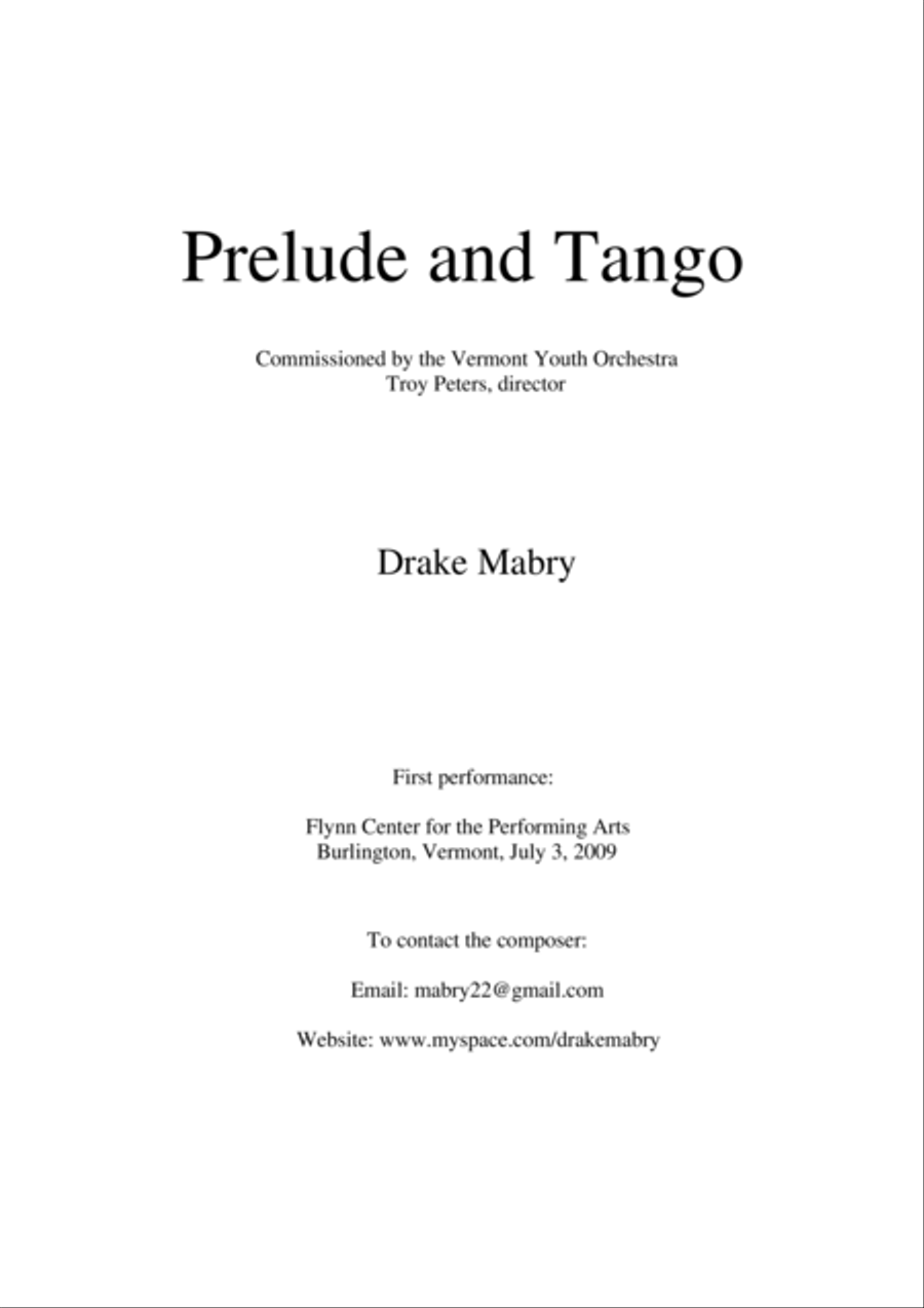 Prelude and Tango Small Ensemble scores gallery preview page 1