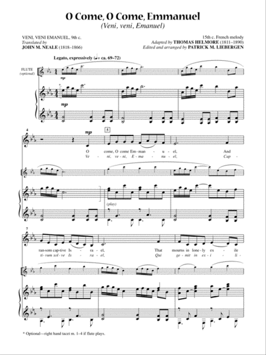 O Come, O Come, Emmanuel (Veni, Veni, Emanuel) [Medium Voice] Medium Voice scores gallery preview page 1