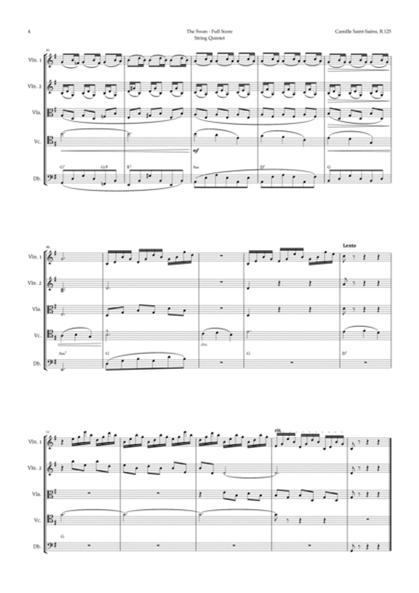 The Swan by Saint-Saëns for String Quintet with Chords image number null
