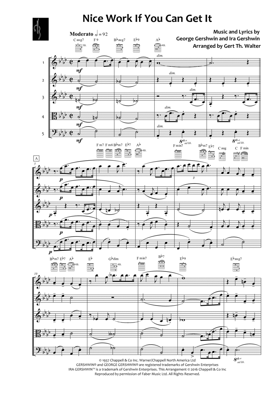 Nice Work If You Can Get It from A DAMSEL IN DISTRESS School and Community scores gallery preview page 1