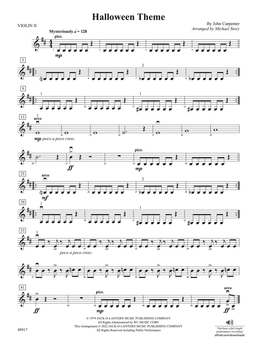 Halloween Theme: 2nd Violin String Orchestra scores gallery preview page 1