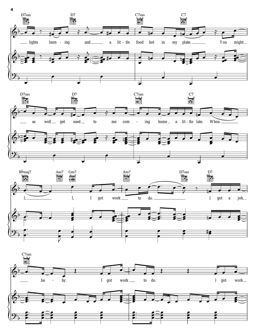 Work To Do Piano, Vocal, Guitar scores gallery preview page 4