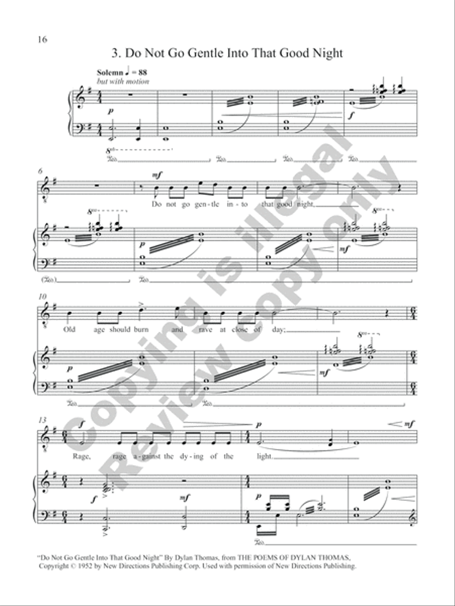 The Dying of the Light: Musical Settings of the Poetry of Dylan Thomas Cello scores gallery preview page 20