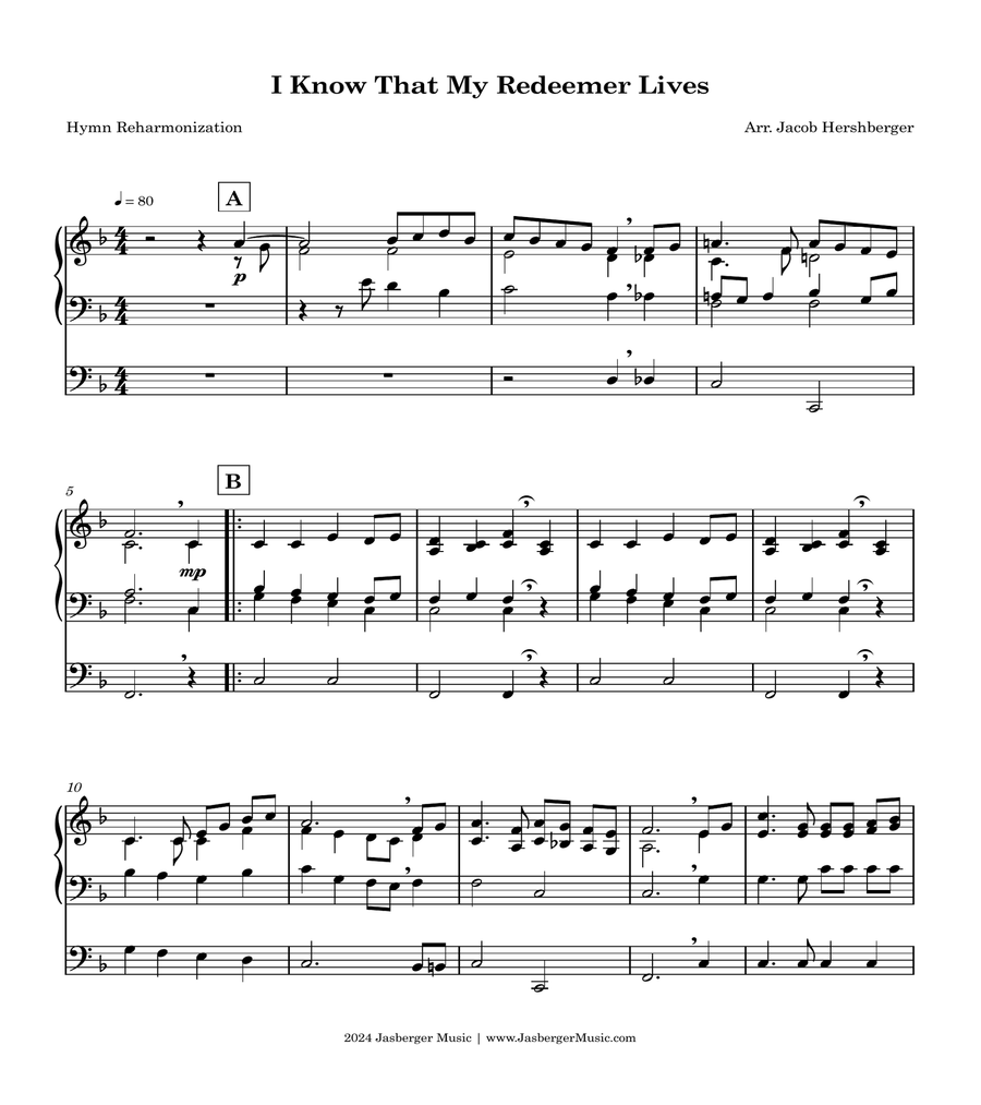 I Know That My Redeemer Lives Hymn Reharmonization Organ Solo scores gallery preview page 1
