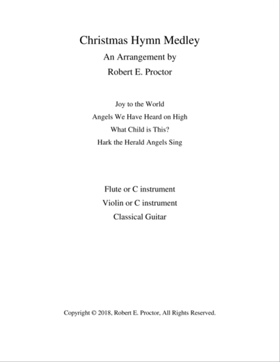 Christmas Hymn Medley for Flute, Violin and Guitar Small Ensemble scores gallery preview page 1