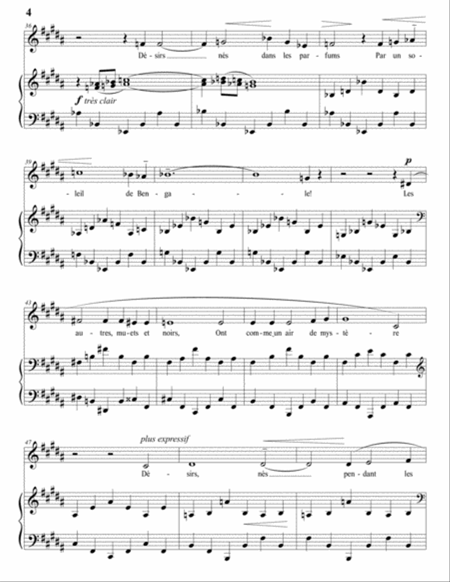 HAHN: Les cygnes (transposed to B major) Voice scores gallery preview page 5