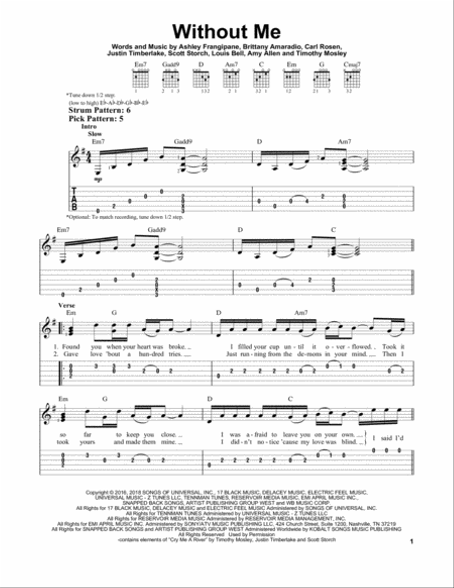 Without Me Acoustic Guitar scores gallery preview page 1