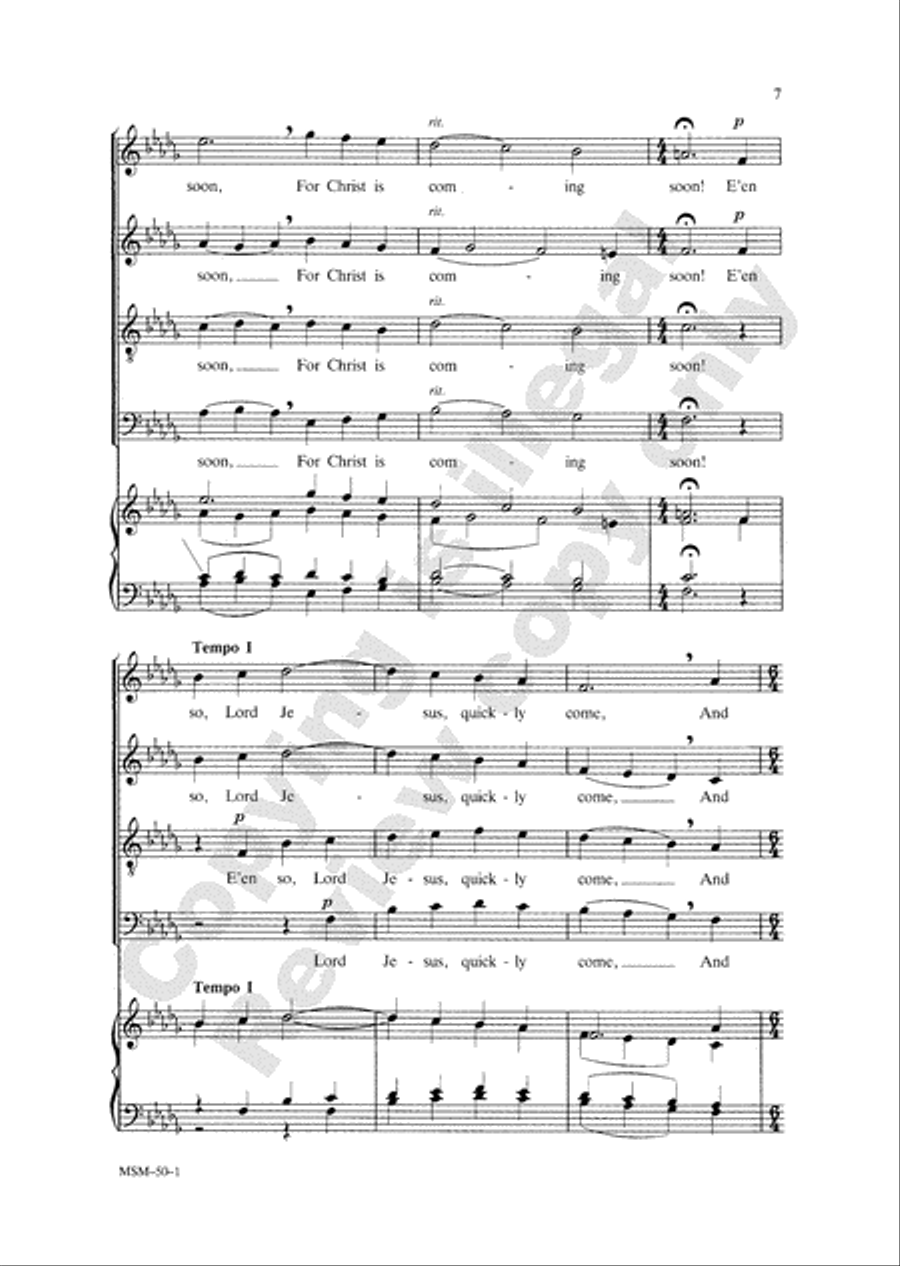 E'en So, Lord Jesus, Quickly Come 4-Part scores gallery preview page 7