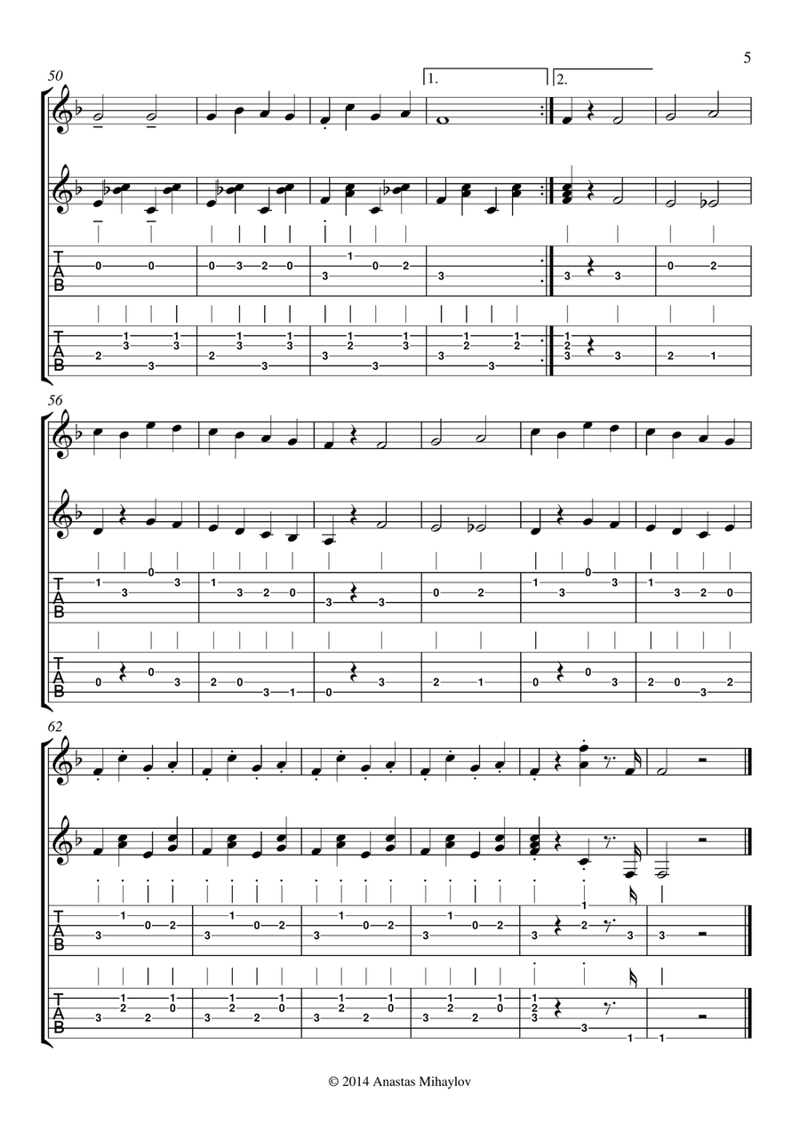 Can Can (Guitar duo) plus tabs Classical Guitar scores gallery preview page 5