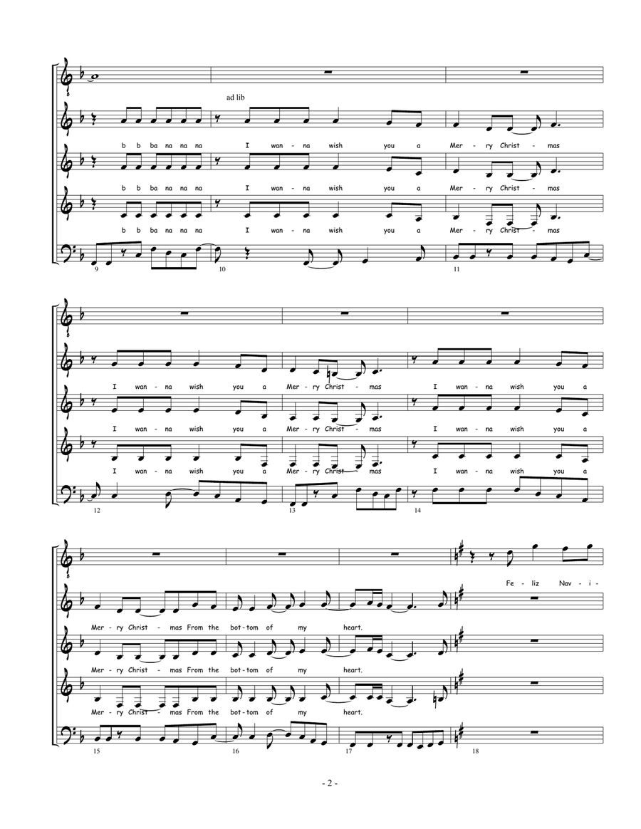 Feliz Navidad 4-Part scores gallery preview page 2