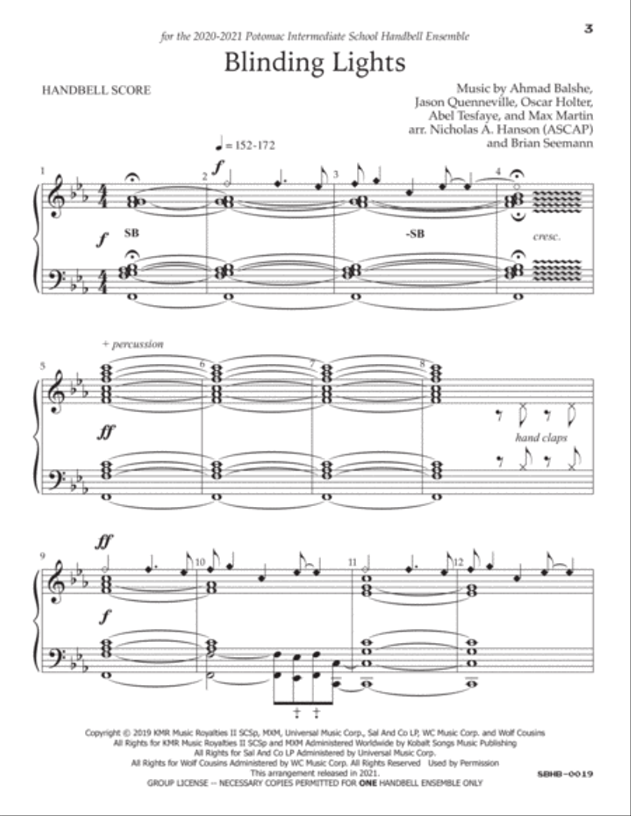 Blinding Lights Handbell Choir scores gallery preview page 3