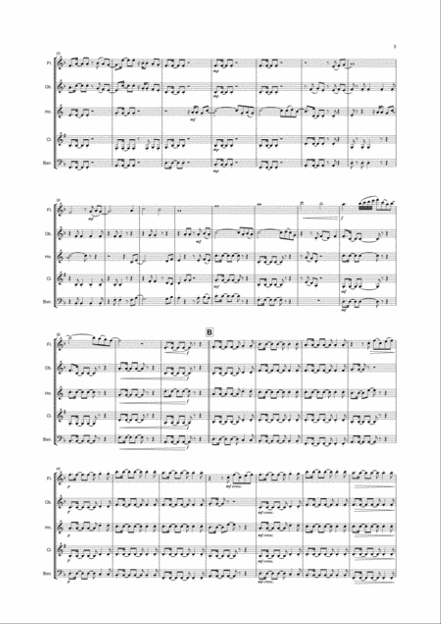 A Sky Full Of Stars Woodwind Quintet scores gallery preview page 3