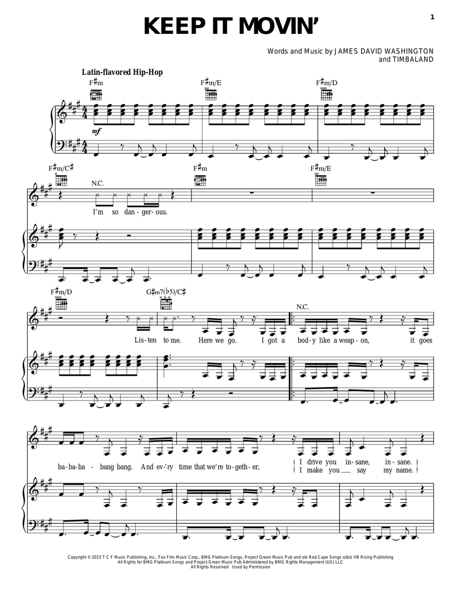 Keep It Movin' Keep It Movin' Piano, Vocal, Guitar scores gallery preview page 1