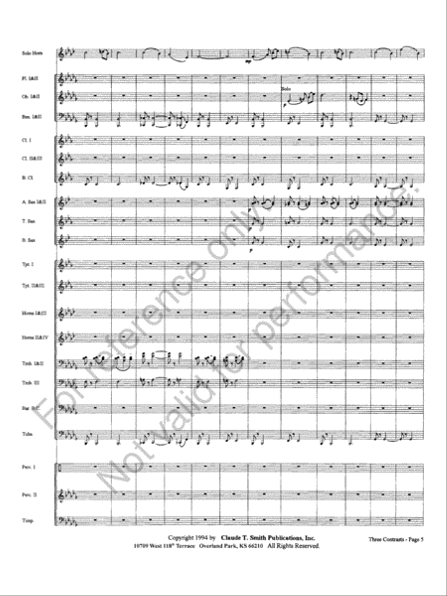 Three Contrasts for Two Horns And Wind Ensemble Concert Band scores gallery preview page 9