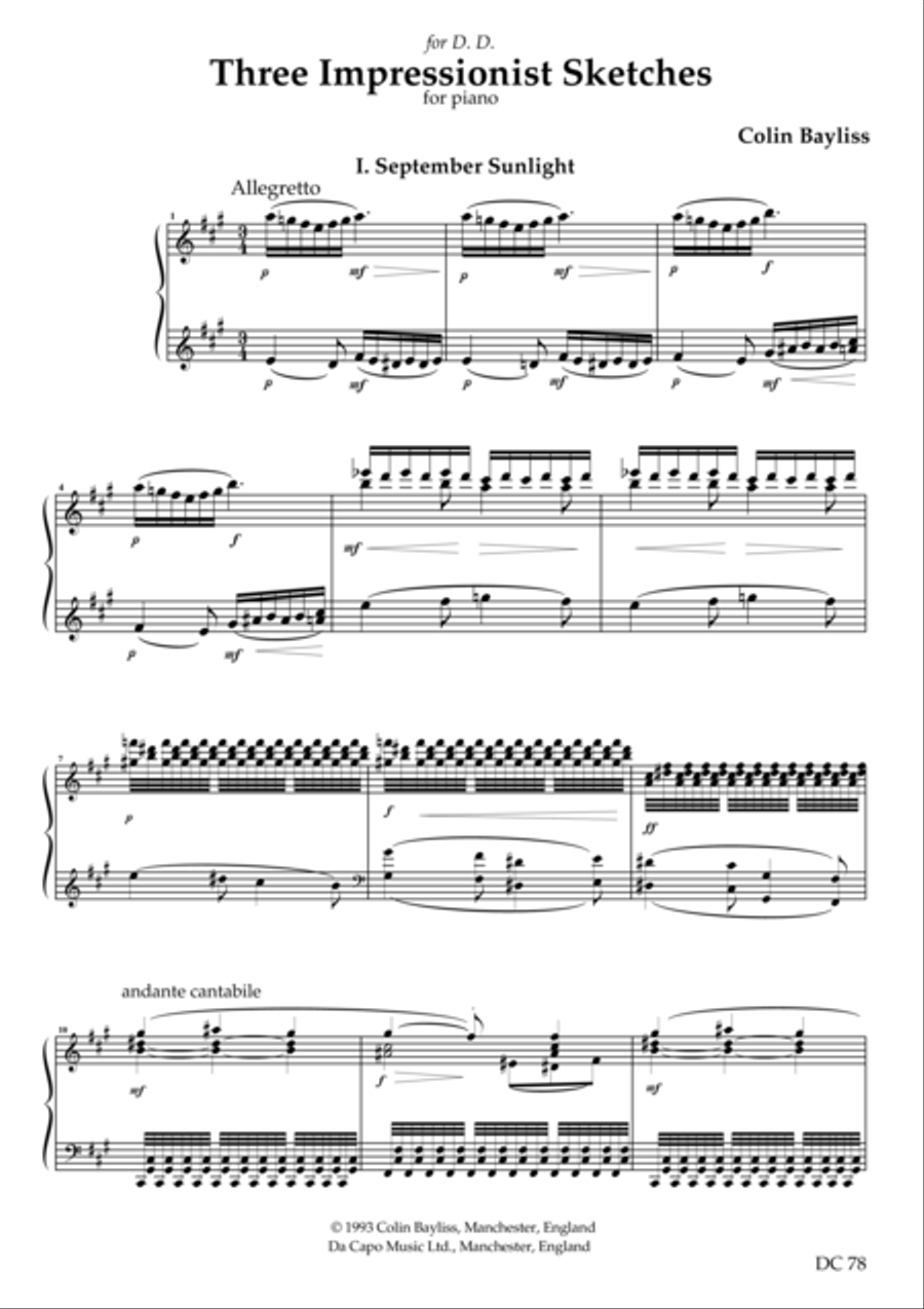 Three Impressionist Sketches Piano Solo scores gallery preview page 1