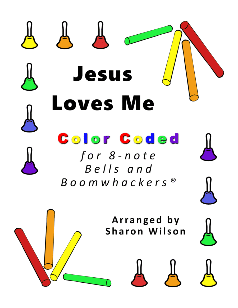 Jesus Loves Me for 8-note Bells and Boomwhackers® (with Color Coded Notes) image number null