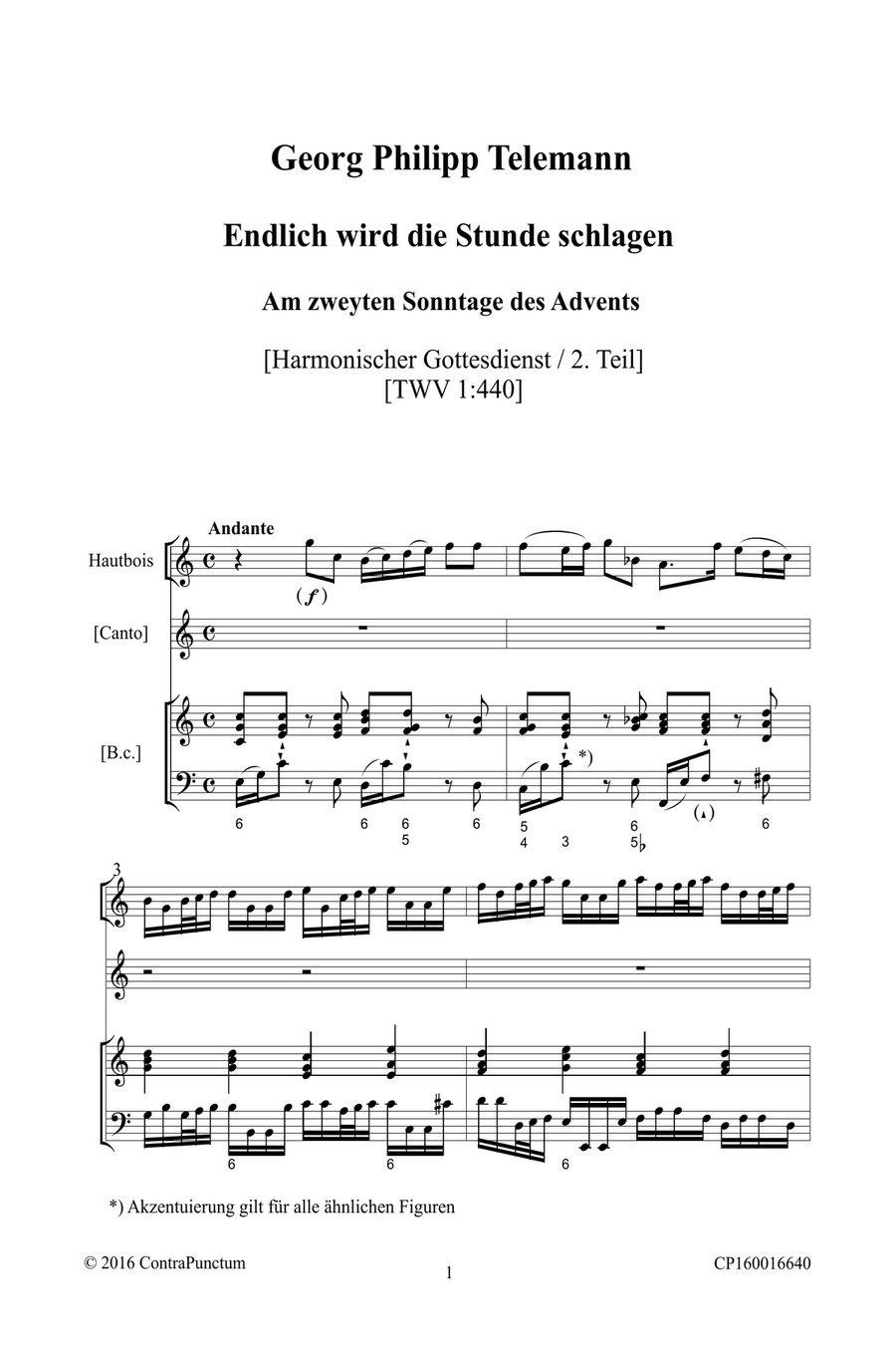 Harmonischer Gottesdienst TWV 1:440 Endlich wird die Stunde schlagen Oboe Solo scores gallery preview page 5
