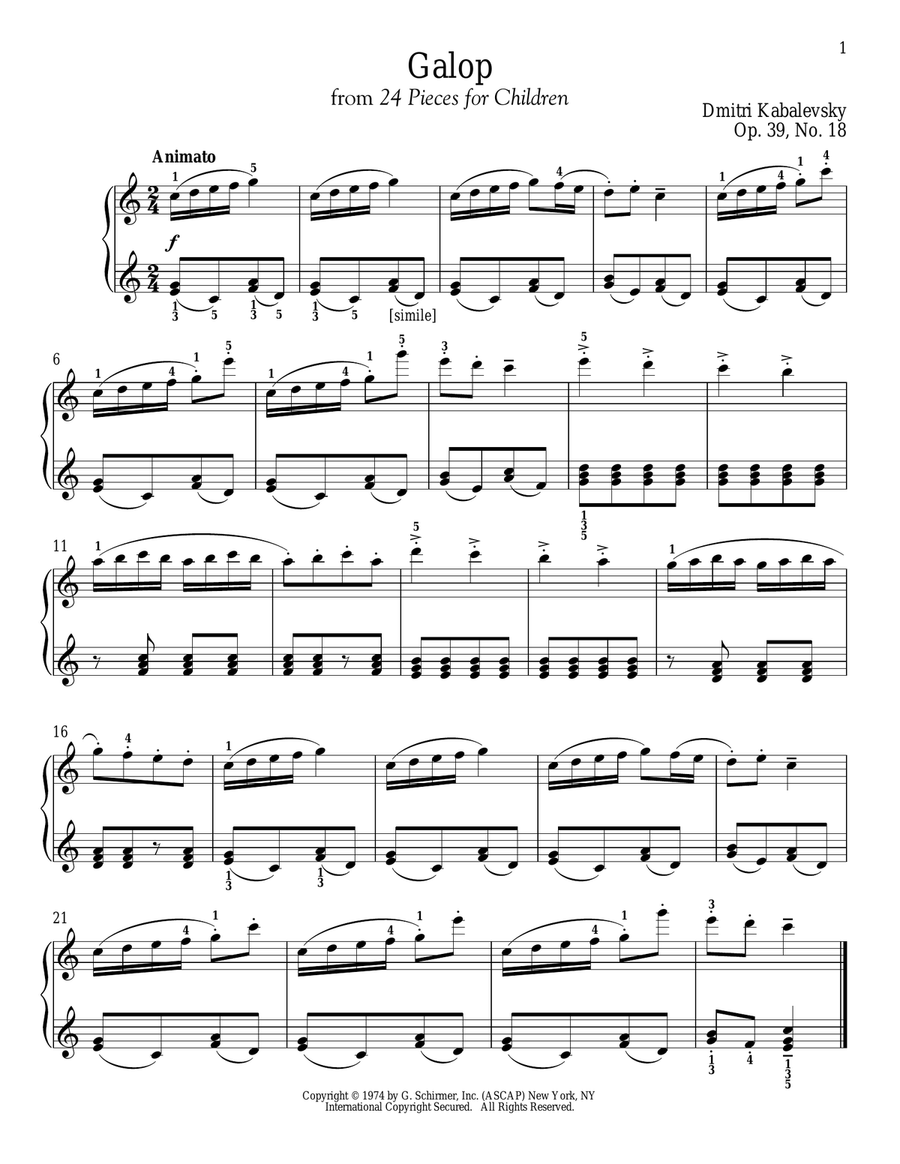 Galop Piano Solo scores gallery preview page 1