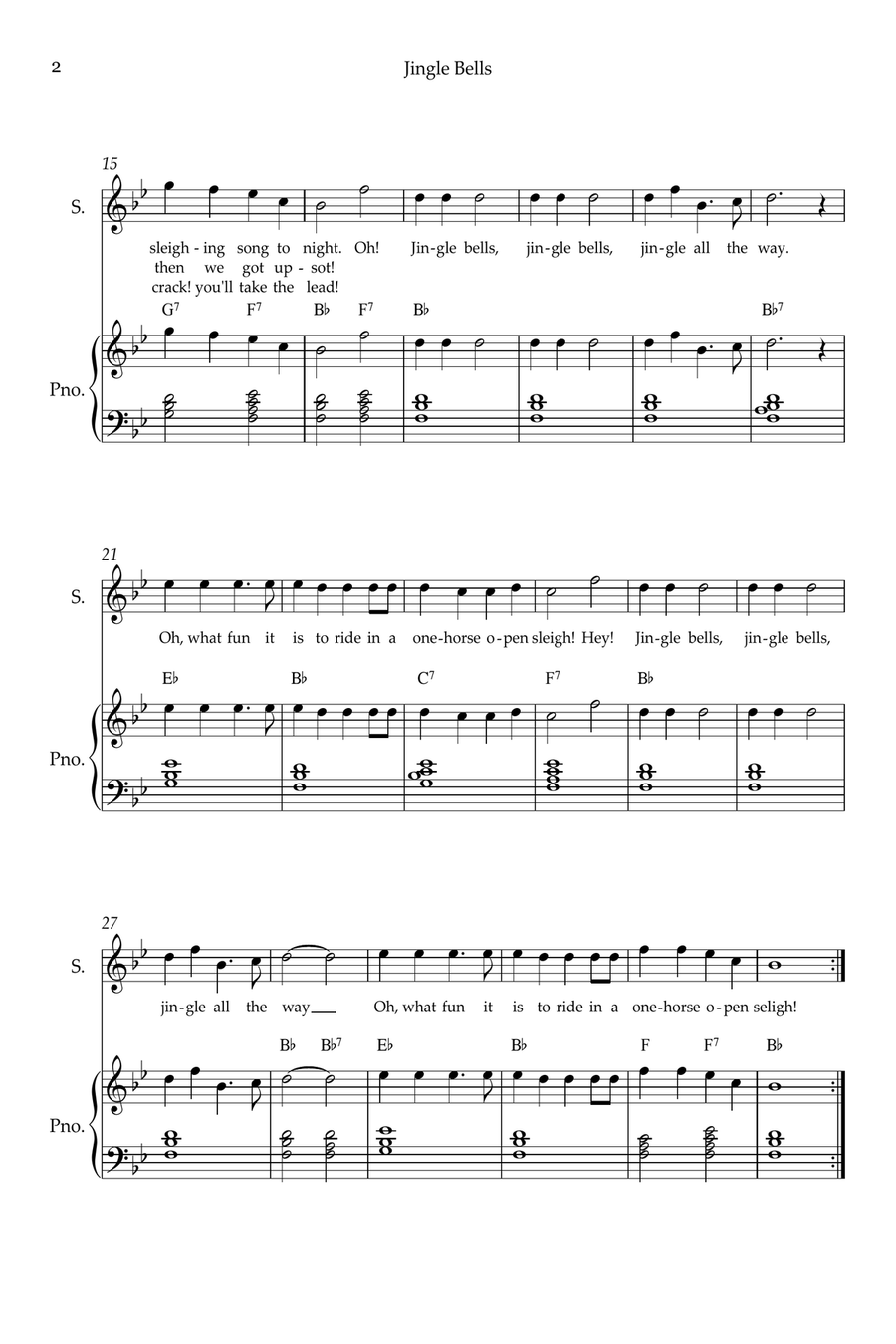 Jingle Bells Soprano Voice scores gallery preview page 2