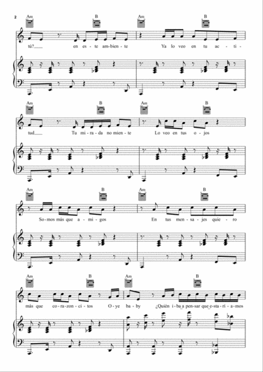 Solo Quiero Piano, Vocal, Guitar scores gallery preview page 2